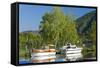 Germany, Rhineland-Palatinate, the Moselle, Niederfell, Harbour Landing Pier, Boats, Yachts-Chris Seba-Framed Stretched Canvas