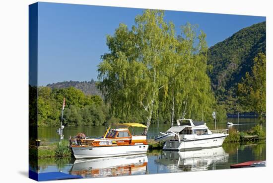 Germany, Rhineland-Palatinate, the Moselle, Niederfell, Harbour Landing Pier, Boats, Yachts-Chris Seba-Stretched Canvas
