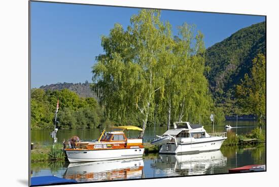 Germany, Rhineland-Palatinate, the Moselle, Niederfell, Harbour Landing Pier, Boats, Yachts-Chris Seba-Mounted Photographic Print