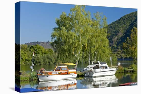 Germany, Rhineland-Palatinate, the Moselle, Niederfell, Harbour Landing Pier, Boats, Yachts-Chris Seba-Stretched Canvas