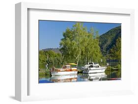 Germany, Rhineland-Palatinate, the Moselle, Niederfell, Harbour Landing Pier, Boats, Yachts-Chris Seba-Framed Photographic Print