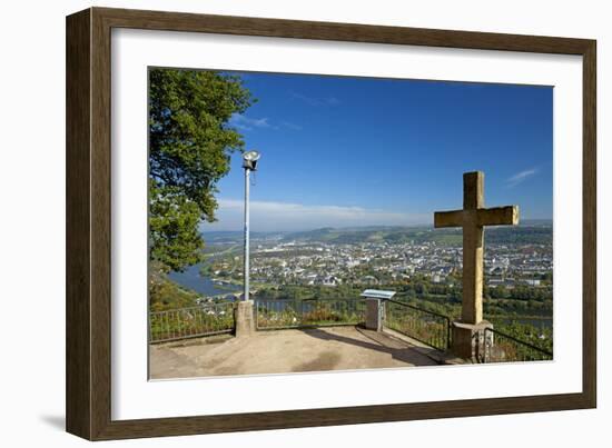 Germany, Rhineland-Palatinate, the Moselle, Trier, Cityscape, Lookout, Marian Column, Crucifix-Chris Seba-Framed Photographic Print