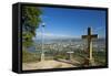 Germany, Rhineland-Palatinate, the Moselle, Trier, Cityscape, Lookout, Marian Column, Crucifix-Chris Seba-Framed Stretched Canvas
