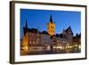 Germany, Rhineland-Palatinate, Trier, Marketplace, Petrusbrunnen (Well) in the Evening-Chris Seba-Framed Photographic Print