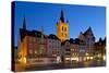 Germany, Rhineland-Palatinate, Trier, Marketplace, Petrusbrunnen (Well) in the Evening-Chris Seba-Stretched Canvas