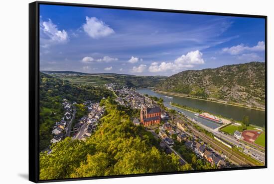 Germany, Rhineland-Palatinate, Upper Middle Rhine Valley, Oberwesel, Rhine Valley-Udo Siebig-Framed Stretched Canvas