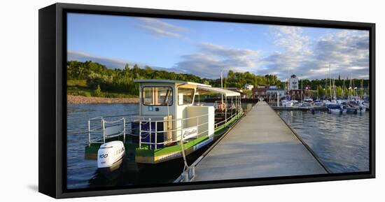 Germany, Saxony-Anhalt, MŸcheln, Geiseltalsee, Marina, Sailboats and Tourboat in the Evening Light-Andreas Vitting-Framed Stretched Canvas