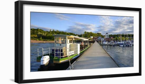 Germany, Saxony-Anhalt, MŸcheln, Geiseltalsee, Marina, Sailboats and Tourboat in the Evening Light-Andreas Vitting-Framed Photographic Print