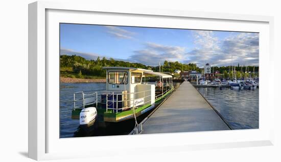 Germany, Saxony-Anhalt, MŸcheln, Geiseltalsee, Marina, Sailboats and Tourboat in the Evening Light-Andreas Vitting-Framed Photographic Print