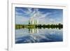 Germany, Saxony-Anhalt, Schkopau, brown coal power station is reflected in pond-Andreas Vitting-Framed Photographic Print