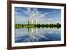 Germany, Saxony-Anhalt, Schkopau, brown coal power station is reflected in pond-Andreas Vitting-Framed Photographic Print