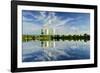 Germany, Saxony-Anhalt, Schkopau, brown coal power station is reflected in pond-Andreas Vitting-Framed Photographic Print