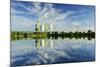 Germany, Saxony-Anhalt, Schkopau, brown coal power station is reflected in pond-Andreas Vitting-Mounted Photographic Print