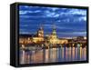 Germany, Saxony, Dresden, Elbe River and Old Town Skyline-Michele Falzone-Framed Stretched Canvas