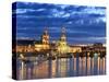 Germany, Saxony, Dresden, Elbe River and Old Town Skyline-Michele Falzone-Stretched Canvas