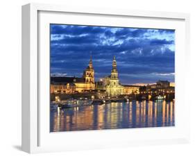 Germany, Saxony, Dresden, Elbe River and Old Town Skyline-Michele Falzone-Framed Photographic Print