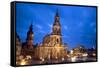 Germany, Saxony, Dresden. the Cathedral and the Opera House in the Old City Centre.-Ken Scicluna-Framed Stretched Canvas