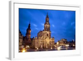 Germany, Saxony, Dresden. the Cathedral and the Opera House in the Old City Centre.-Ken Scicluna-Framed Photographic Print