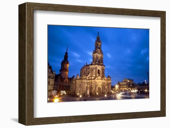 Germany, Saxony, Dresden. the Cathedral and the Opera House in the Old City Centre.-Ken Scicluna-Framed Photographic Print