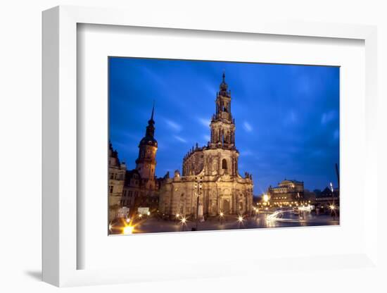 Germany, Saxony, Dresden. the Cathedral and the Opera House in the Old City Centre.-Ken Scicluna-Framed Photographic Print