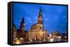 Germany, Saxony, Dresden. the Cathedral and the Opera House in the Old City Centre.-Ken Scicluna-Framed Stretched Canvas