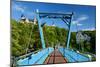 Germany, Saxony, Lunzenau, Suspension Bridge over the Hollow of 'Zwickau' with Rochsburg Castle-Andreas Vitting-Mounted Photographic Print