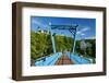 Germany, Saxony, Lunzenau, Suspension Bridge over the Hollow of 'Zwickau' with Rochsburg Castle-Andreas Vitting-Framed Photographic Print