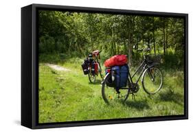 Germany, Saxony, Oder-Neisse Cycle Route, Cultural Island Einsiedel, Two Bicycles with Saddle-Bags-Catharina Lux-Framed Stretched Canvas