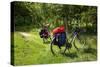 Germany, Saxony, Oder-Neisse Cycle Route, Cultural Island Einsiedel, Two Bicycles with Saddle-Bags-Catharina Lux-Stretched Canvas