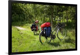 Germany, Saxony, Oder-Neisse Cycle Route, Cultural Island Einsiedel, Two Bicycles with Saddle-Bags-Catharina Lux-Framed Photographic Print