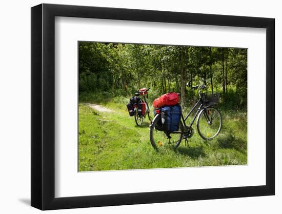 Germany, Saxony, Oder-Neisse Cycle Route, Cultural Island Einsiedel, Two Bicycles with Saddle-Bags-Catharina Lux-Framed Photographic Print