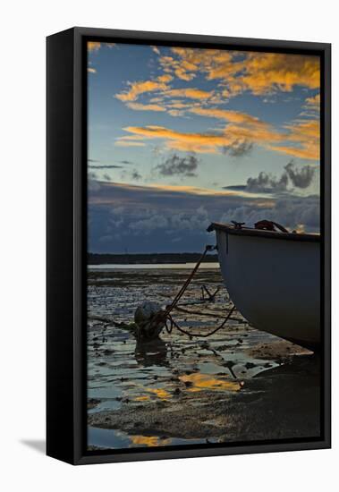 Germany, Schleswig-Holstein, Amrum, Sandy Beach, Sand Bank, Kniepsand, Boat, Low Tide-Ingo Boelter-Framed Stretched Canvas