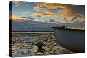 Germany, Schleswig-Holstein, Amrum, Sandy Beach, Sand Bank, Kniepsand, Boat, Low Tide-Ingo Boelter-Stretched Canvas