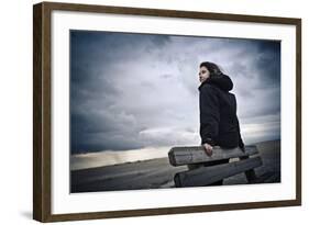 Germany, Schleswig-Holstein, Amrum, Sandy Beach, Sand Bank, Kniepsand, Woman-Ingo Boelter-Framed Photographic Print