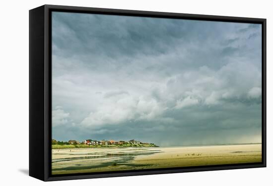 Germany, Schleswig-Holstein, Amrum, Sandy Beach, Sandbank, Kniepsand, Cloud Mood-Ingo Boelter-Framed Stretched Canvas