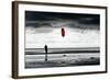 Germany, Schleswig-Holstein, Amrum, Sandy Beach, Sandbank, Kniepsand, Person Flying Kite-Ingo Boelter-Framed Photographic Print