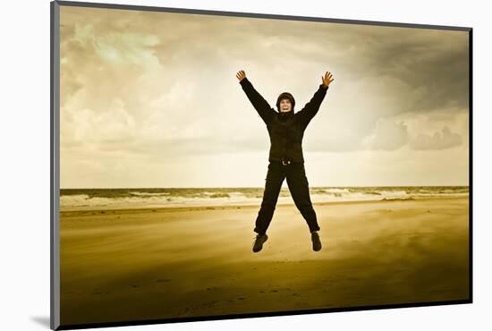 Germany, Schleswig-Holstein, Amrum, Sandy Beach, Sandbank, Kniepsand, Woman, Caper-Ingo Boelter-Mounted Photographic Print