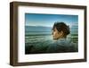 Germany, Schleswig-Holstein, Amrum, Sandy Beach, Sandbank, Kniepsand, Woman, Portrait, Side View-Ingo Boelter-Framed Photographic Print