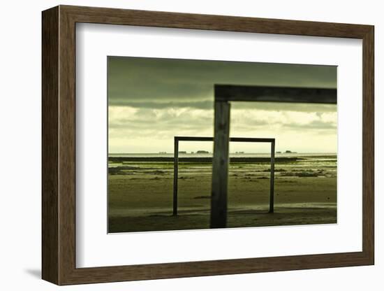 Germany, Schleswig-Holstein, Amrum, Sandy Beach, Sandbank, Kniepsand, Wooden Gates-Ingo Boelter-Framed Photographic Print