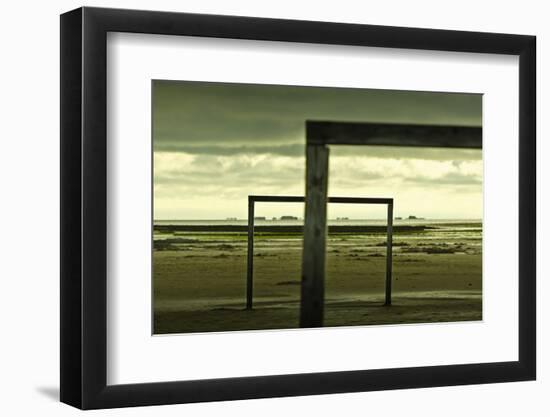 Germany, Schleswig-Holstein, Amrum, Sandy Beach, Sandbank, Kniepsand, Wooden Gates-Ingo Boelter-Framed Photographic Print