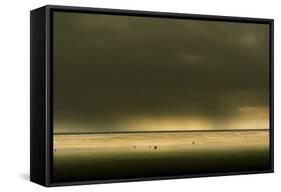 Germany, Schleswig-Holstein, Amrum, Sandy Beach, Sandbank, Stormy Atmosphere-Ingo Boelter-Framed Stretched Canvas