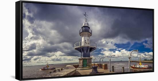 Germany, Schleswig-Holstein, BrunsbŸttel (Town), Lock, Lighthouse, Mole 1 (Jetty)-Ingo Boelter-Framed Stretched Canvas