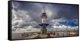 Germany, Schleswig-Holstein, BrunsbŸttel (Town), Lock, Lighthouse, Mole 1 (Jetty)-Ingo Boelter-Framed Stretched Canvas