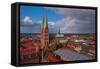 Germany, Schleswig-Holstein, City Center of LŸbeck, Overview, Rainbow-Thomas Ebelt-Framed Stretched Canvas