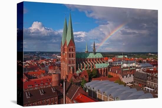 Germany, Schleswig-Holstein, City Center of LŸbeck, Overview, Rainbow-Thomas Ebelt-Stretched Canvas