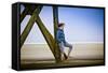 Germany, Schleswig-Holstein, Nordfriesland, Eiderstedt, Sankt Peter-Ording, Woman on the Beach-Ingo Boelter-Framed Stretched Canvas