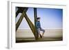 Germany, Schleswig-Holstein, Nordfriesland, Eiderstedt, Sankt Peter-Ording, Woman on the Beach-Ingo Boelter-Framed Photographic Print