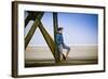 Germany, Schleswig-Holstein, Nordfriesland, Eiderstedt, Sankt Peter-Ording, Woman on the Beach-Ingo Boelter-Framed Photographic Print