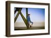 Germany, Schleswig-Holstein, Nordfriesland, Eiderstedt, Sankt Peter-Ording, Woman on the Beach-Ingo Boelter-Framed Photographic Print