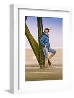 Germany, Schleswig-Holstein, North Frisia, Eiderstedt, St. Peter-Ording, Woman on the Beach-Ingo Boelter-Framed Photographic Print